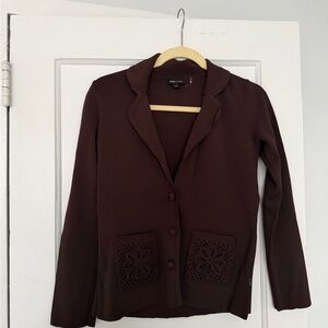 BCBGMaxAzria Dark Brown Blazer with Lace Accents